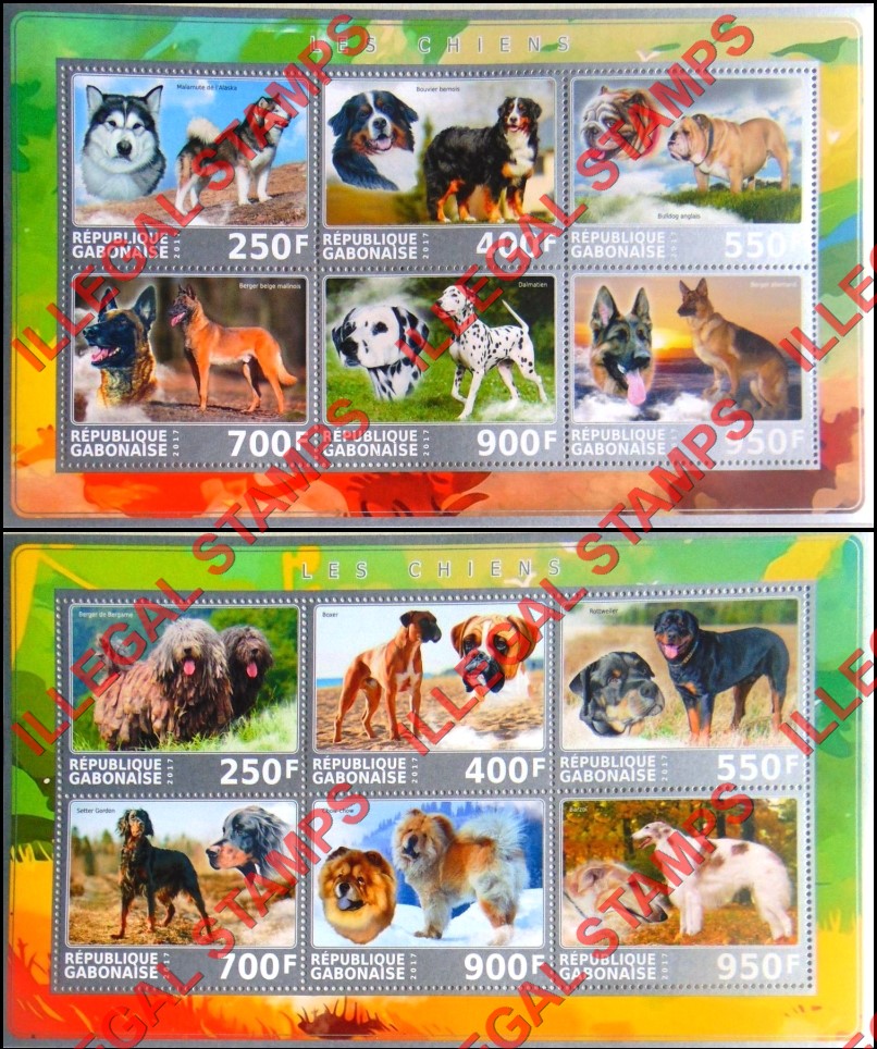 Gabon 2017 Dogs Illegal Stamp Souvenir Sheets of 6