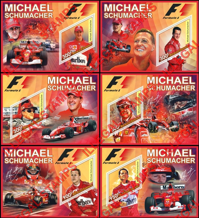 Gabon 2017 Formula I Michael Schumacher Illegal Stamp Souvenir Sheets of 1
