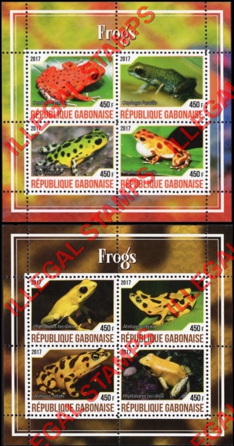 Gabon 2017 Frogs Illegal Stamp Souvenir Sheets of 4