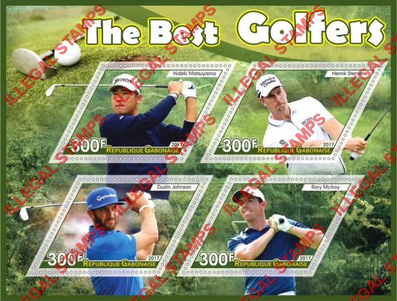 Gabon 2017 The Best Golfers Illegal Stamp Souvenir Sheet of 4