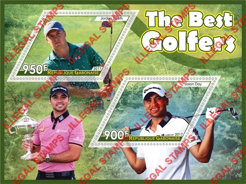 Gabon 2017 The Best Golfers Illegal Stamp Souvenir Sheet of 2