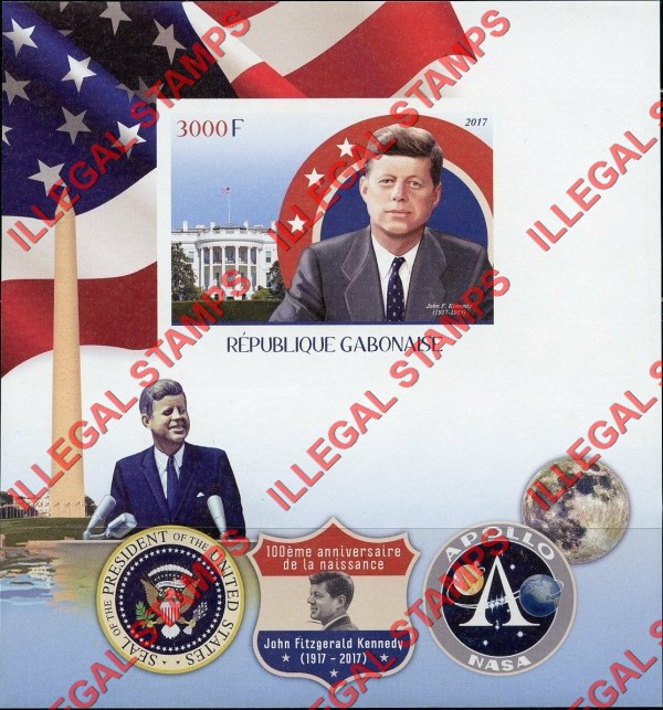 Gabon 2017 John F. Kennedy Illegal Stamp Souvenir Sheet of 1