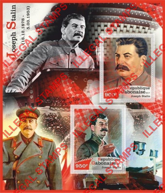 Gabon 2017 Joseph Stalin (different) Illegal Stamp Souvenir Sheet of 2