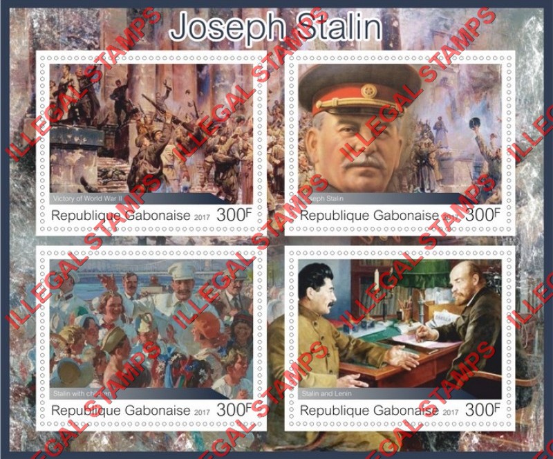 Gabon 2017 Joseph Stalin Illegal Stamp Souvenir Sheet of 4