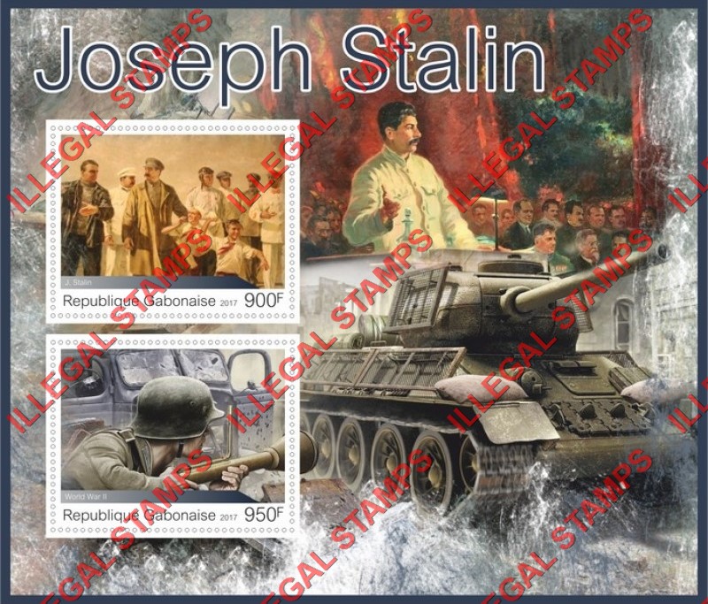 Gabon 2017 Joseph Stalin Illegal Stamp Souvenir Sheet of 2
