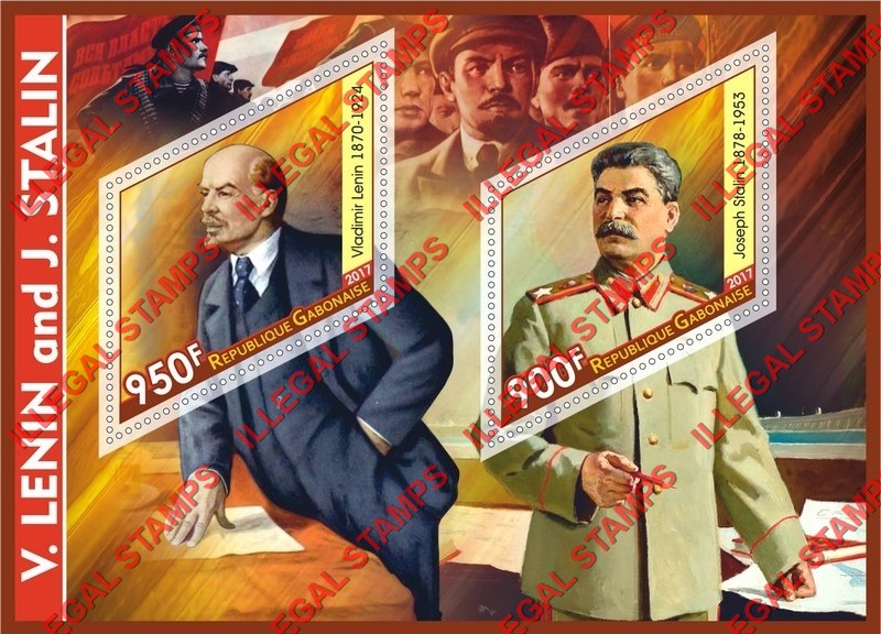 Gabon 2017 Lenin and Stalin Illegal Stamp Souvenir Sheet of 2