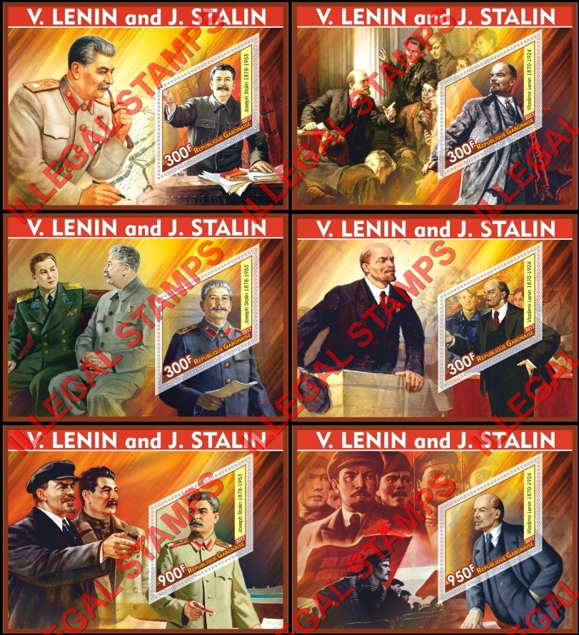 Gabon 2017 Lenin and Stalin Illegal Stamp Souvenir Sheets of 1