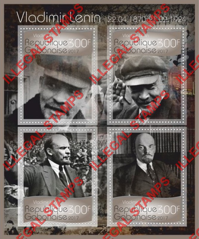 Gabon 2017 Lenin Illegal Stamp Souvenir Sheet of 4