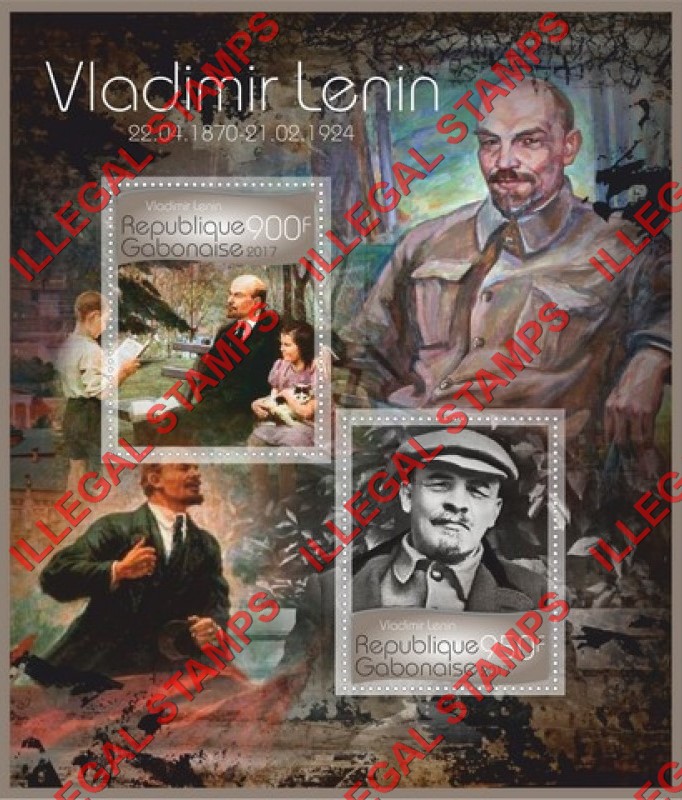 Gabon 2017 Lenin Illegal Stamp Souvenir Sheet of 2