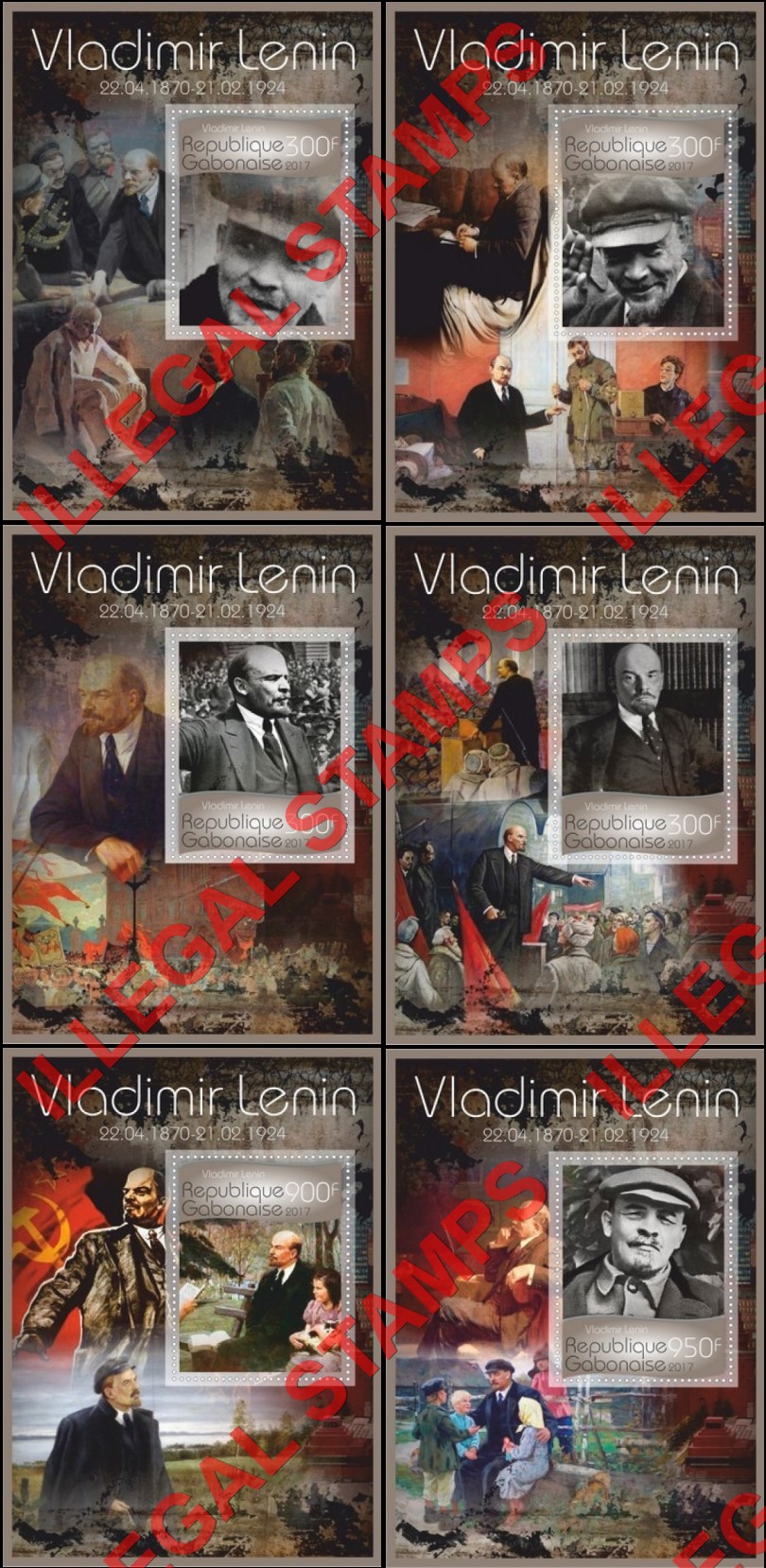 Gabon 2017 Lenin Illegal Stamp Souvenir Sheets of 1