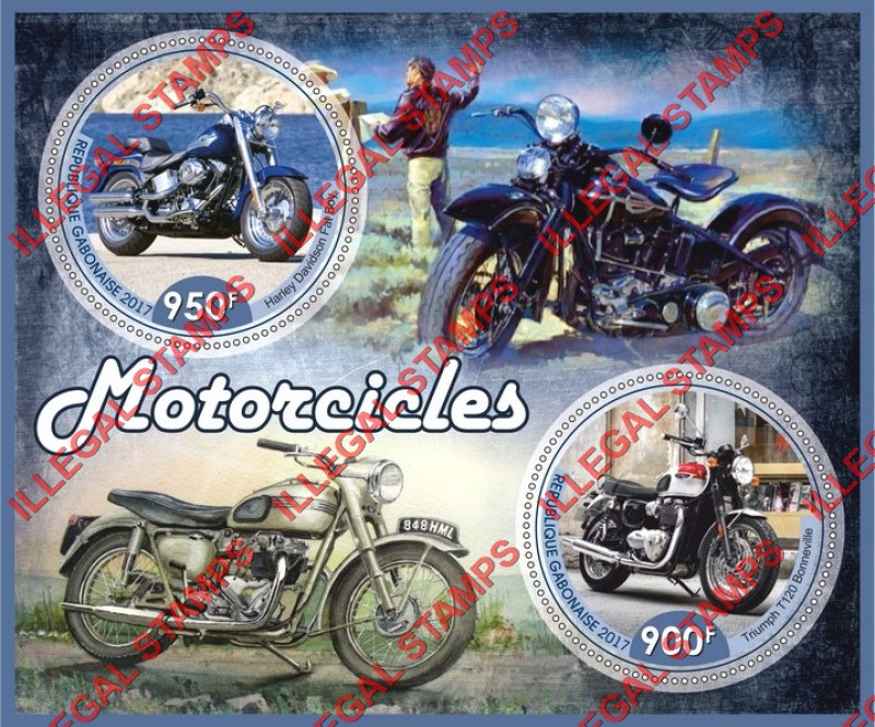 Gabon 2017 Motorcycles (different) Illegal Stamp Souvenir Sheet of 2