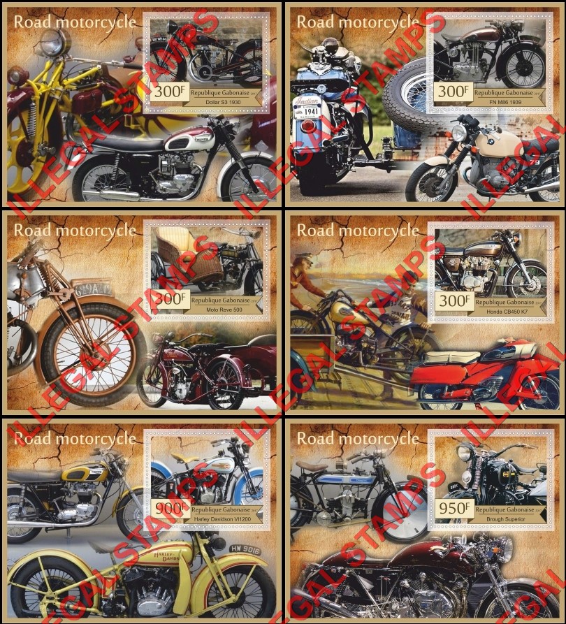 Gabon 2017 Motorcycles Illegal Stamp Souvenir Sheets of 1