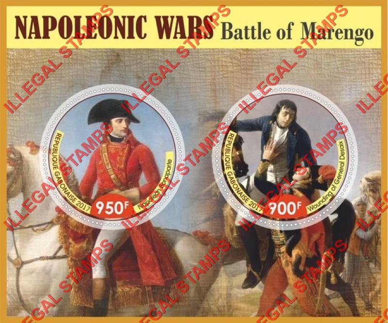 Gabon 2017 Napoleonic Wars Battle of Marengo Illegal Stamp Souvenir Sheet of 2