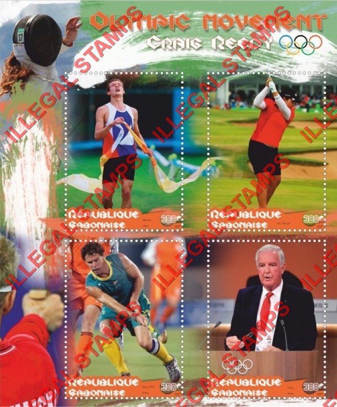 Gabon 2017 Olympic Movement Craig Reedy Illegal Stamp Souvenir Sheet of 4