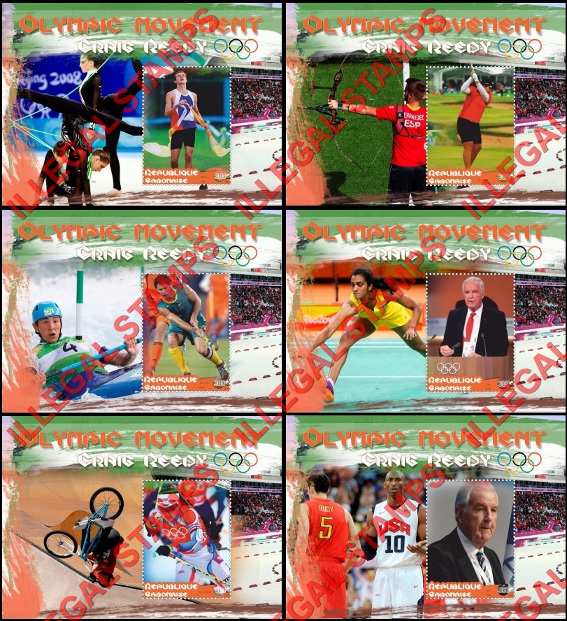 Gabon 2017 Olympic Movement Craig Reedy Illegal Stamp Souvenir Sheets of 1