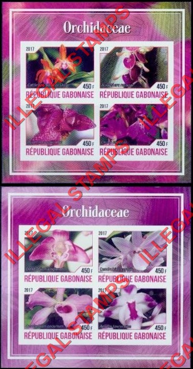 Gabon 2017 Orchids Illegal Stamp Souvenir Sheets of 4