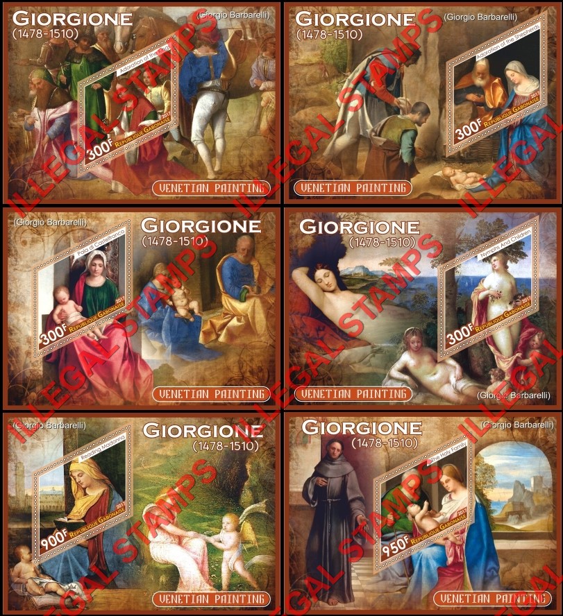 Gabon 2017 Paintings Venetian Painting by Giorgione Illegal Stamp Souvenir Sheets of 1