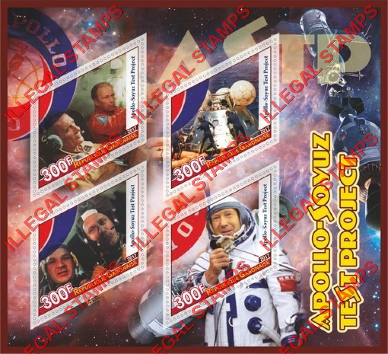 Gabon 2017 Space Apollo Soyuz Illegal Stamp Souvenir Sheet of 4