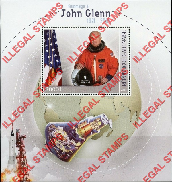 Gabon 2017 Space John Glenn Illegal Stamp Souvenir Sheet of 1