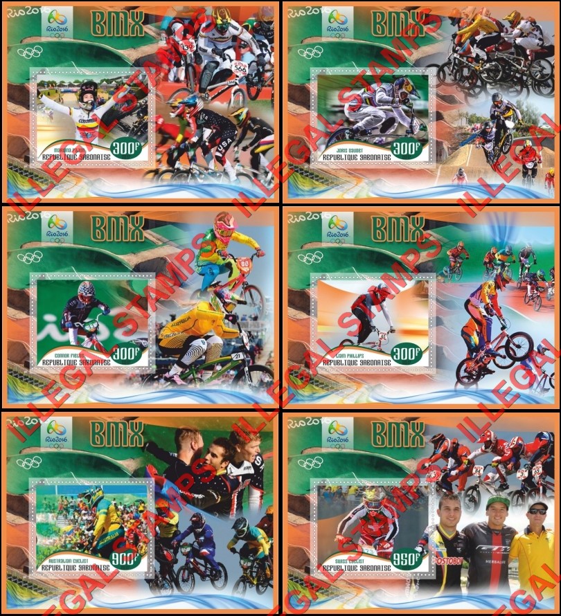 Gabon 2017 Sport BMX Cycling Illegal Stamp Souvenir Sheets of 1