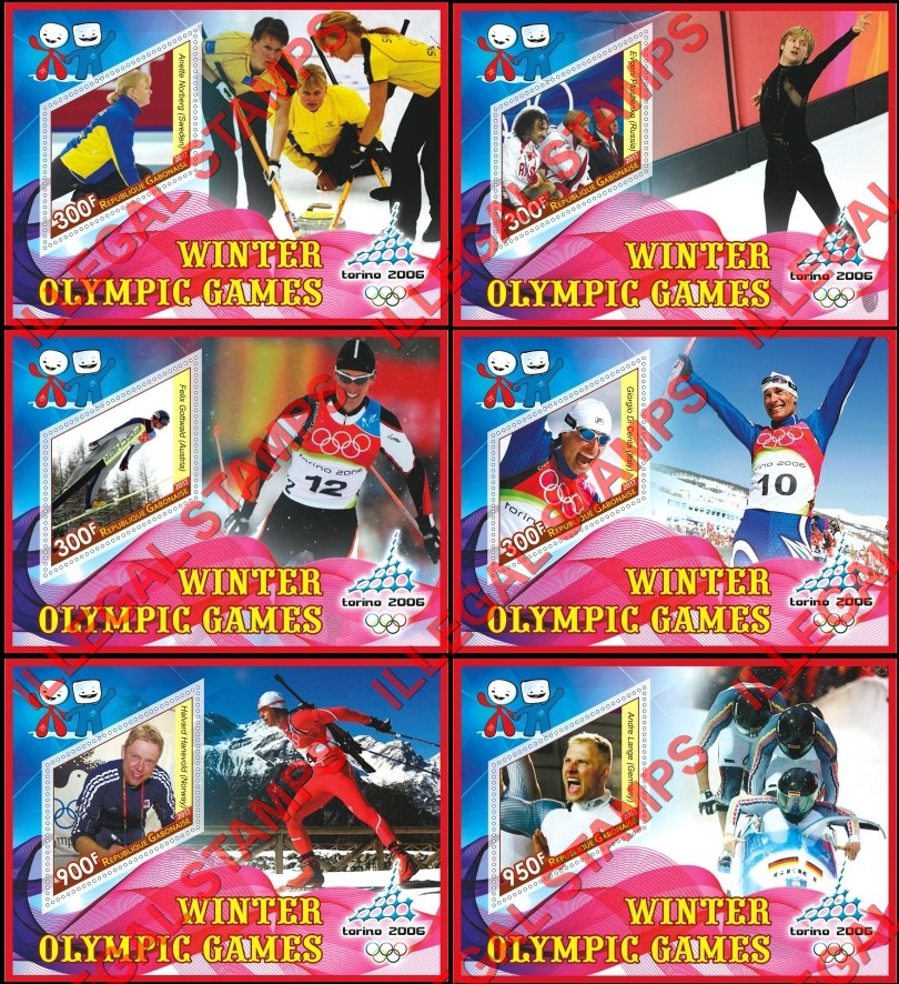 Gabon 2017 Winter Olympic Games Torino 2006 Illegal Stamp Souvenir Sheets of 1