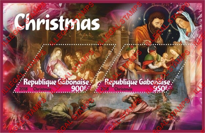 Gabon 2018 Christmas Illegal Stamp Souvenir Sheet of 2