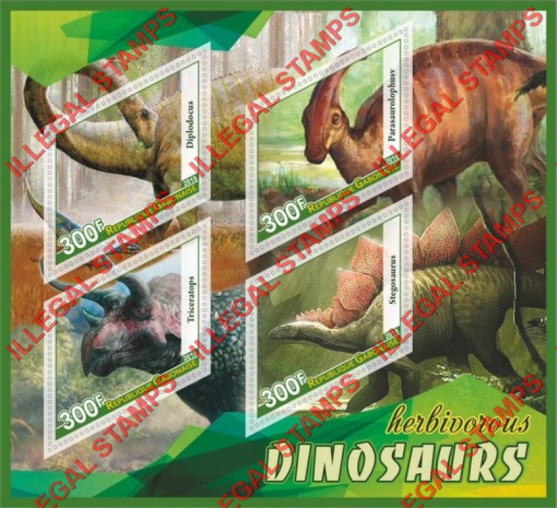 Gabon 2018 Dinosaurs (different) Illegal Stamp Souvenir Sheet of 4