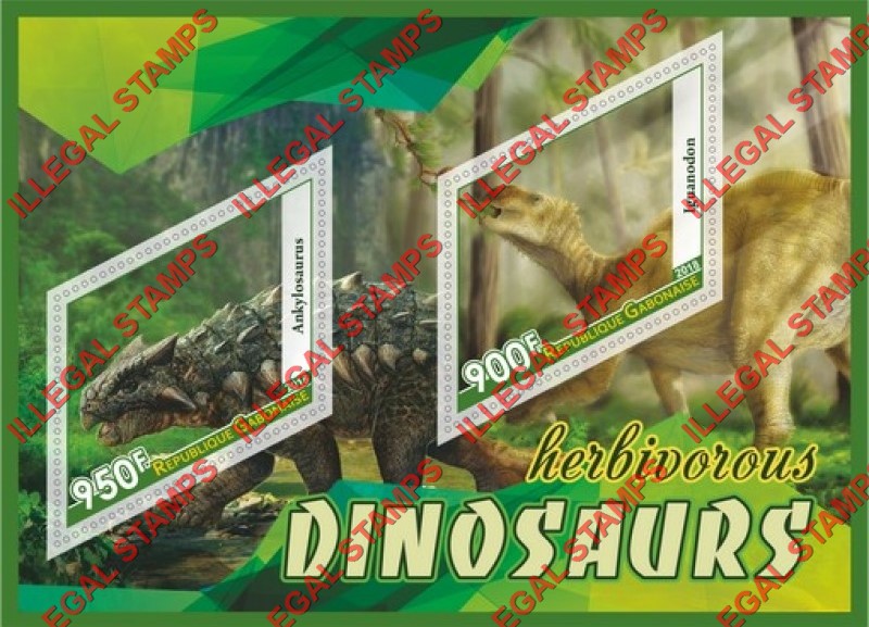 Gabon 2018 Dinosaurs (different) Illegal Stamp Souvenir Sheet of 2