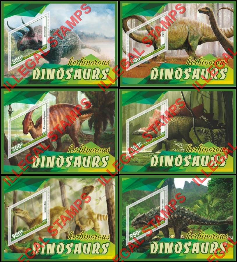 Gabon 2018 Dinosaurs (different) Illegal Stamp Souvenir Sheets of 1