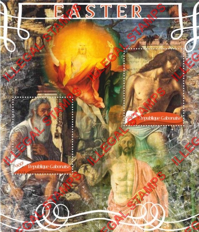 Gabon 2018 Easter Art Illegal Stamp Souvenir Sheet of 2