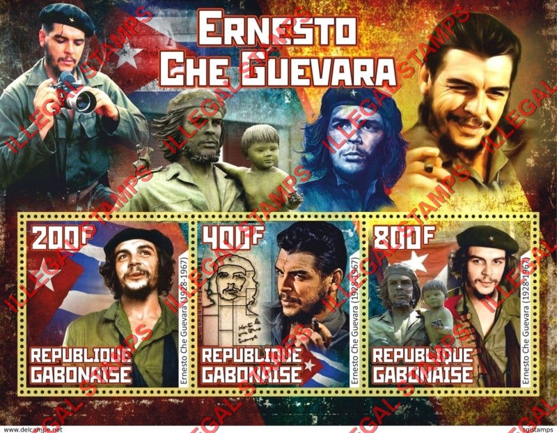 Gabon 2018 Ernesto Che Guevara Illegal Stamp Souvenir Sheet of 3 with no date Inscription