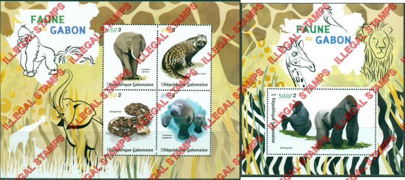 Gabon 2018 Fauna of Gabon Illegal Stamp Souvenir Sheets of 4 and 1