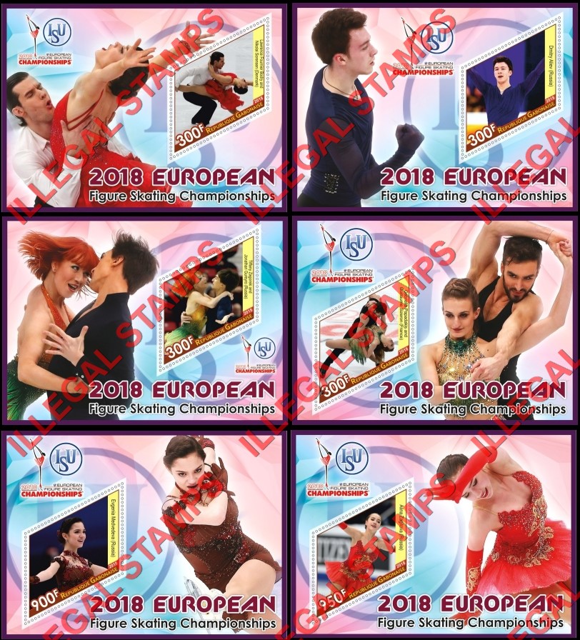 Gabon 2018 Figure Skating Championships Illegal Stamp Souvenir Sheets of 1