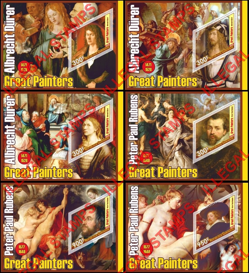 Gabon 2018 Great Painters Durer and Rubens Illegal Stamp Souvenir Sheets of 1