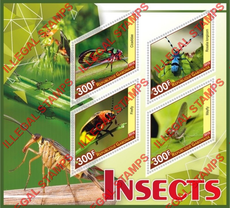 Gabon 2018 Insects Illegal Stamp Souvenir Sheet of 4