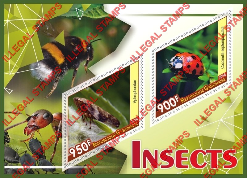 Gabon 2018 Insects Illegal Stamp Souvenir Sheet of 2