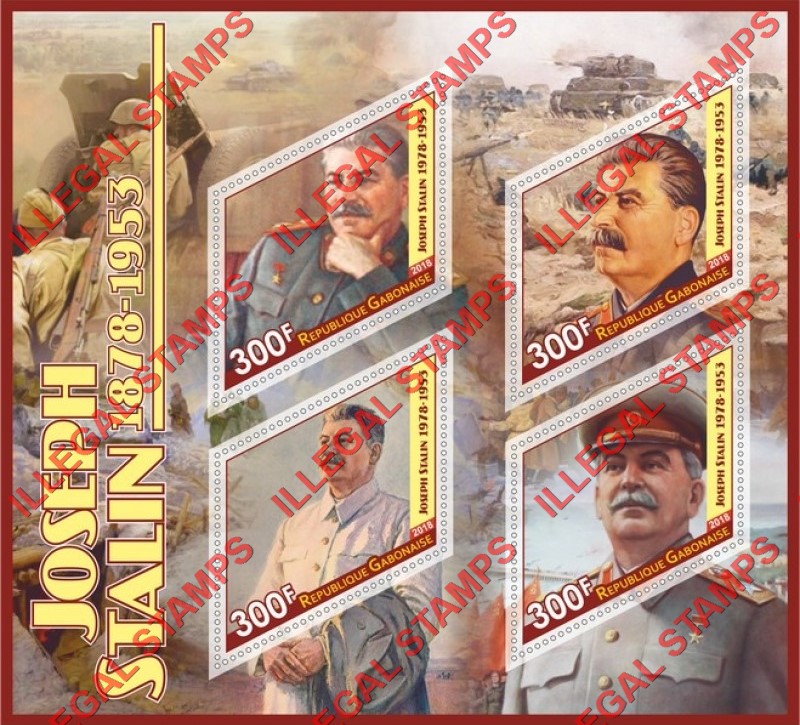 Gabon 2018 Joseph Stalin Illegal Stamp Souvenir Sheet of 4
