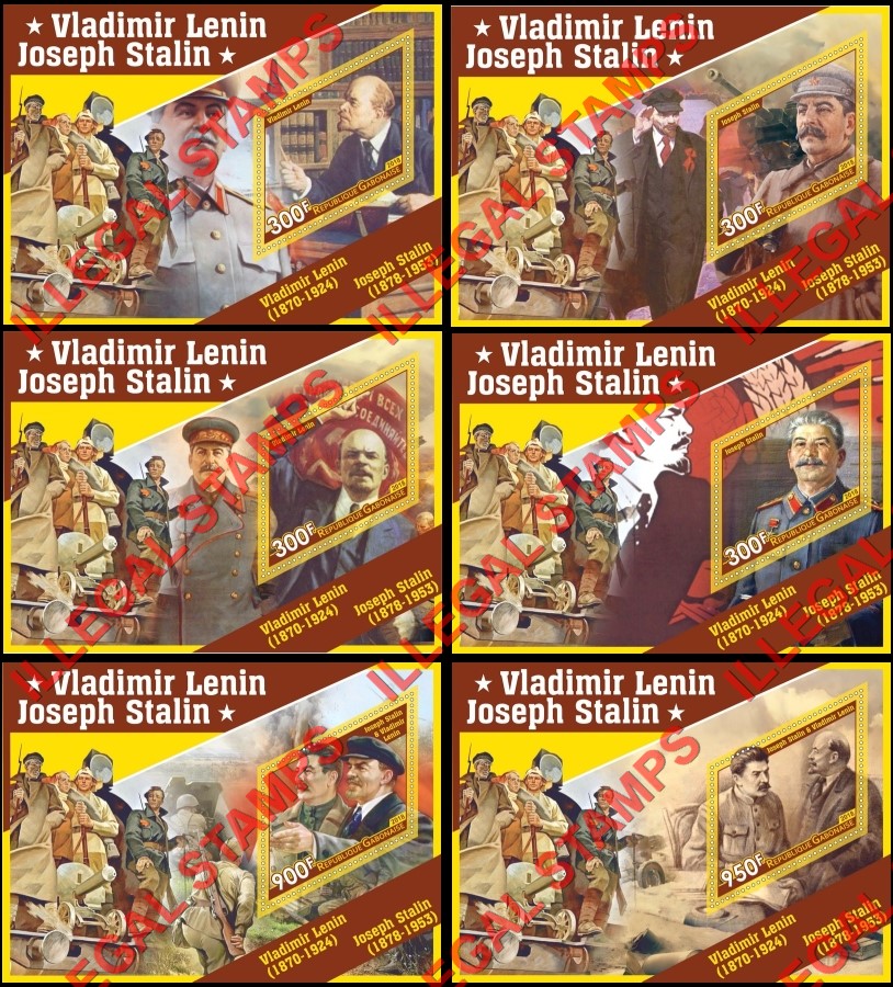 Gabon 2018 Lenin and Stalin Illegal Stamp Souvenir Sheets of 1