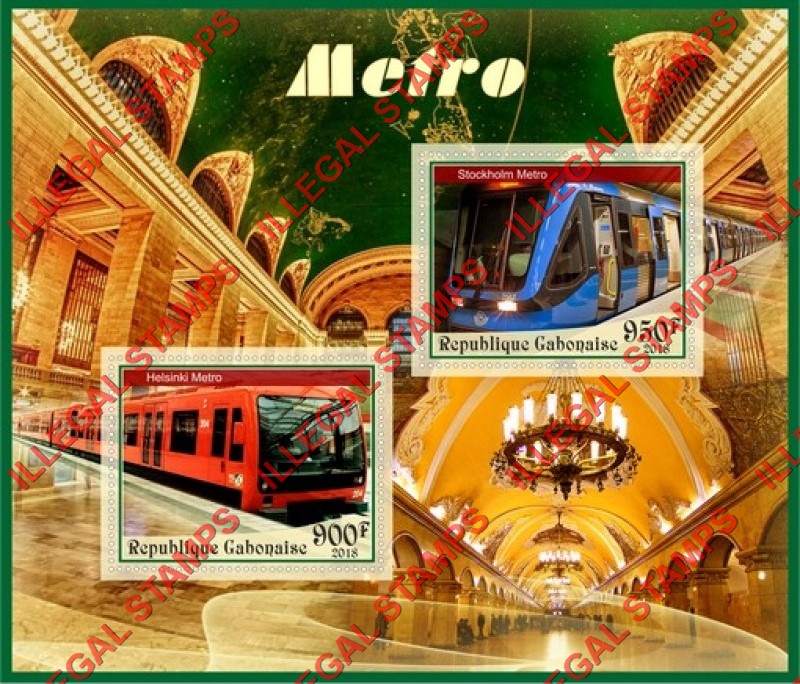 Gabon 2018 Metro Illegal Stamp Souvenir Sheet of 2