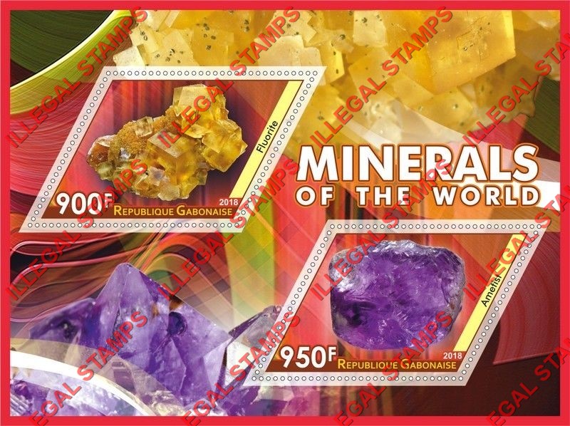 Gabon 2018 Minerals Illegal Stamp Souvenir Sheet of 2