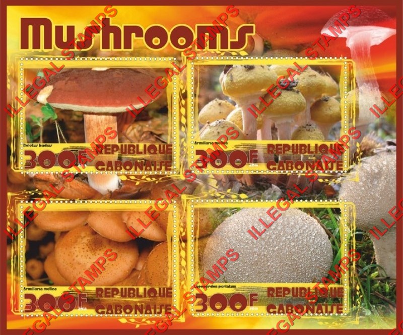 Gabon 2018 Mushrooms Illegal Stamp Souvenir Sheet of 4