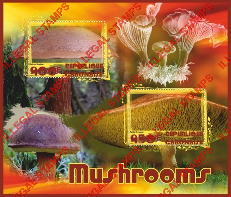 Gabon 2018 Mushrooms Illegal Stamp Souvenir Sheet of 2
