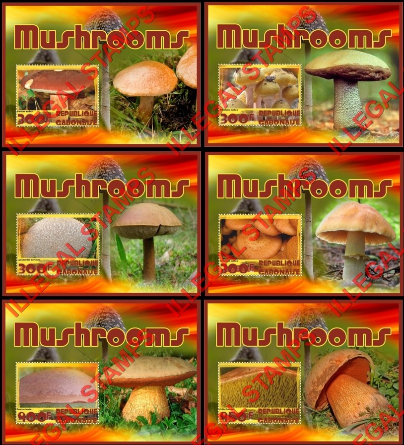 Gabon 2018 Mushrooms Illegal Stamp Souvenir Sheets of 1