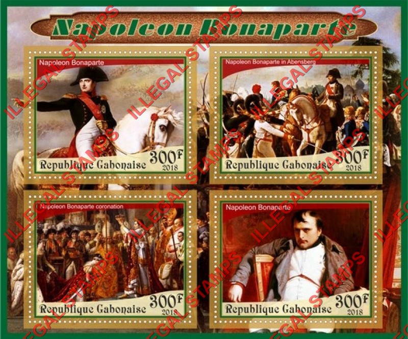 Gabon 2018 Napoleon Bonaparte (different) Illegal Stamp Souvenir Sheet of 4