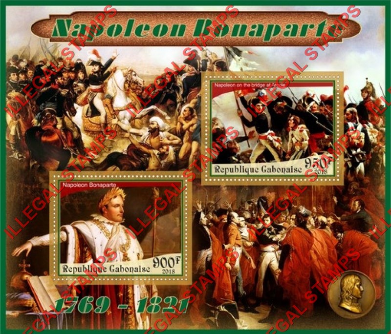 Gabon 2018 Napoleon Bonaparte (different) Illegal Stamp Souvenir Sheet of 2