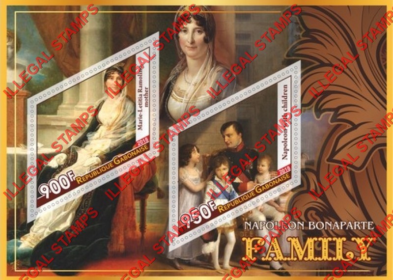 Gabon 2018 Napoleon Bonaparte Family Illegal Stamp Souvenir Sheet of 2