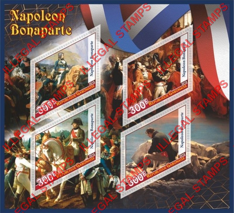 Gabon 2018 Napoleon Bonaparte Illegal Stamp Souvenir Sheet of 4