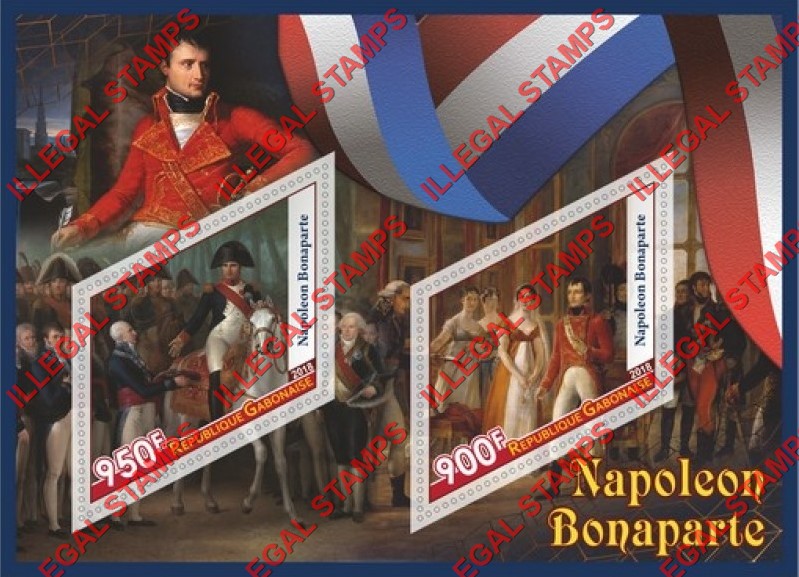 Gabon 2018 Napoleon Bonaparte Illegal Stamp Souvenir Sheet of 2