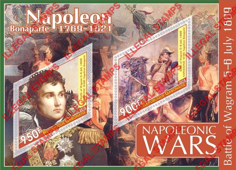 Gabon 2018 Napoleonic Wars Illegal Stamp Souvenir Sheet of 2
