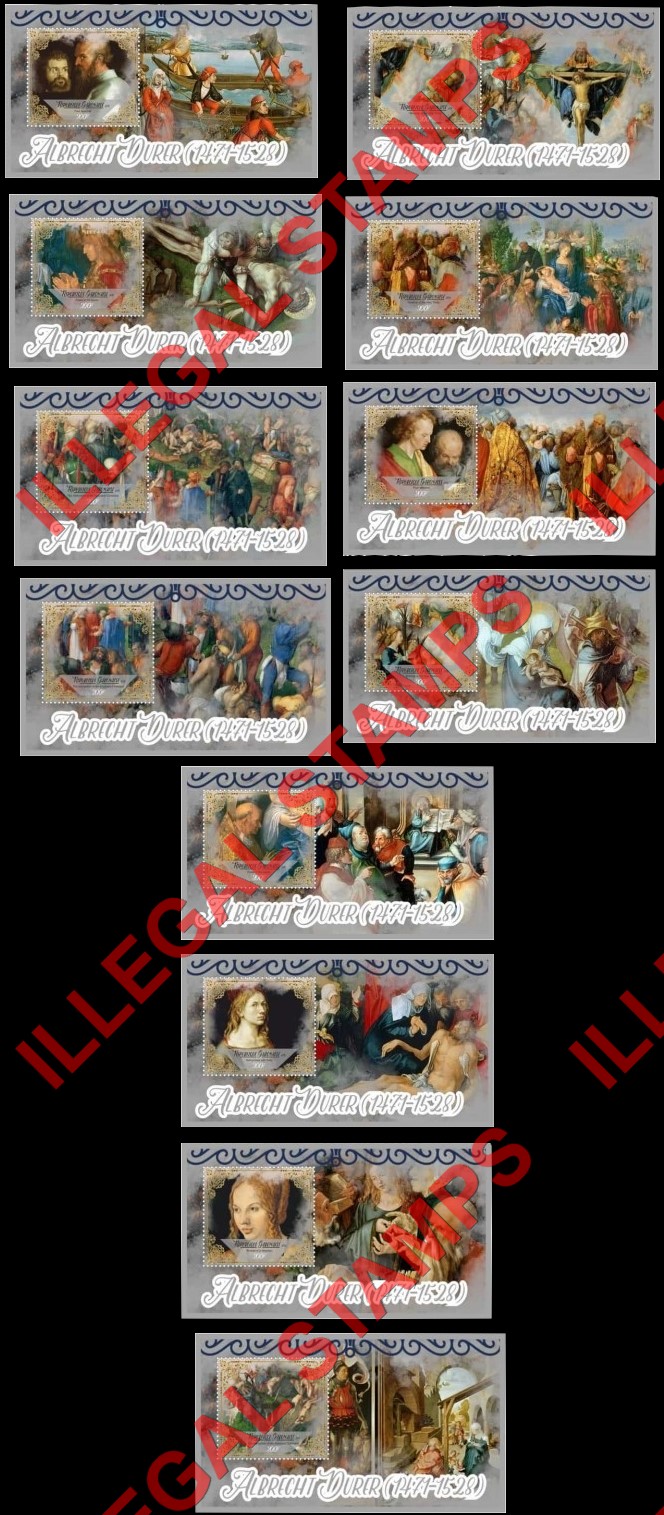 Gabon 2018 Paintings by Durer (different) Illegal Stamp Souvenir Sheets of 1